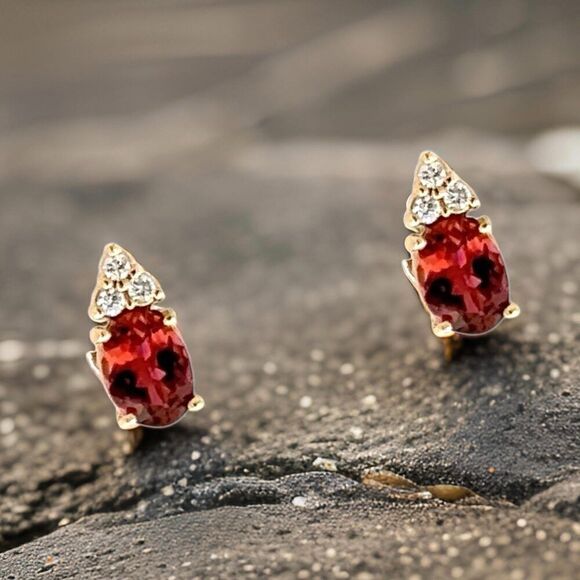 Natural Tourmaline Diamond Earrings 14k Gold 1.87 TCW Certified $2,950 210761 - Picture 6 of 11